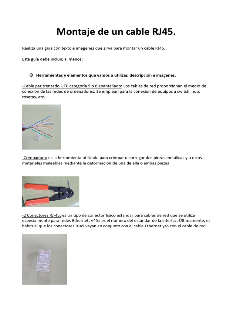 Guía para Montar Cable RJ45 | PDF | Red de computadoras | Electrónica