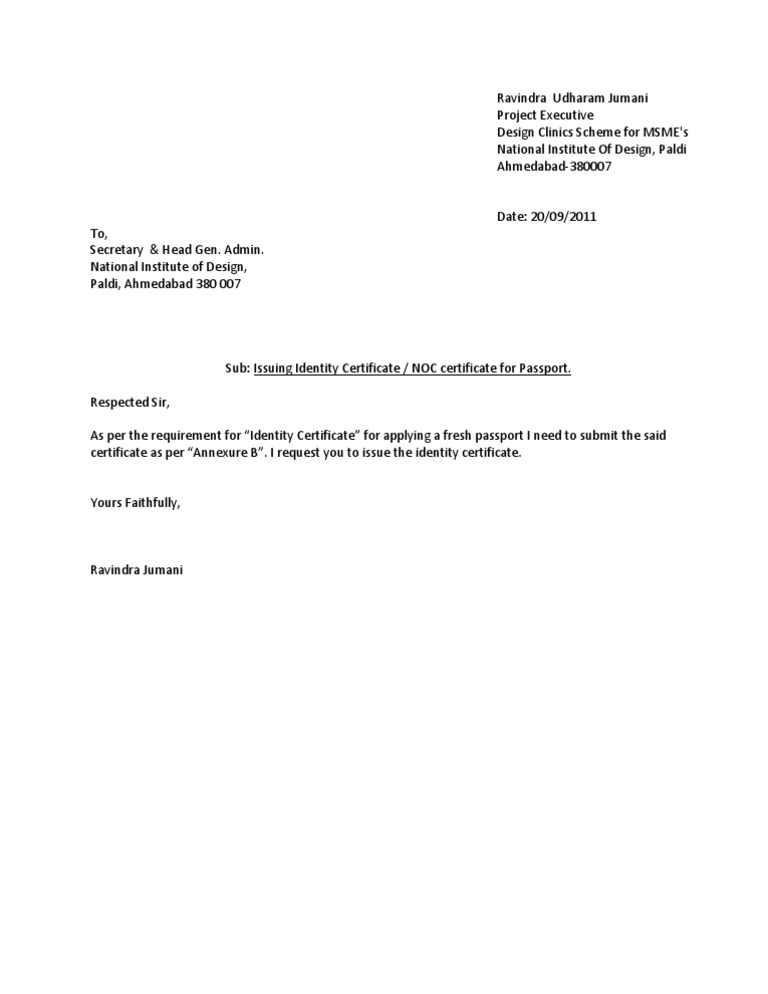 Application For Noc
