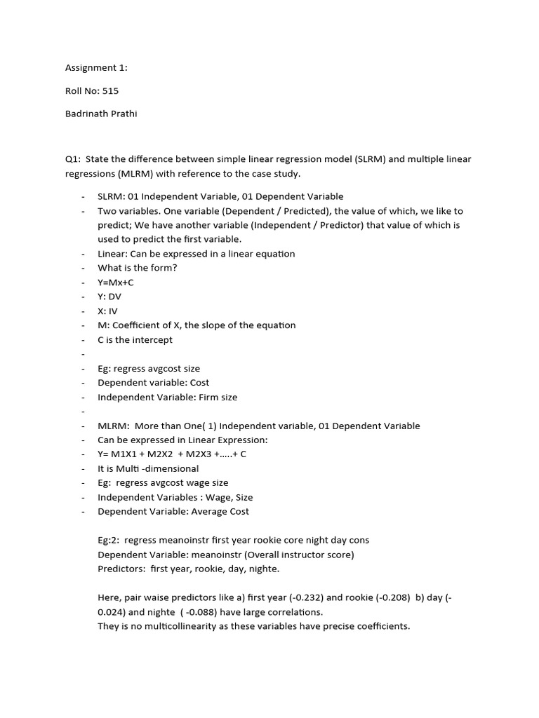 SLRM vs MLRM: Key Differences Explained | PDF