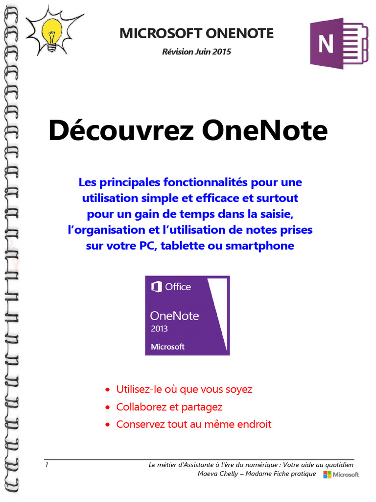 Guide pratique sur Microsoft OneNote | PDF | Fichier informatique ...