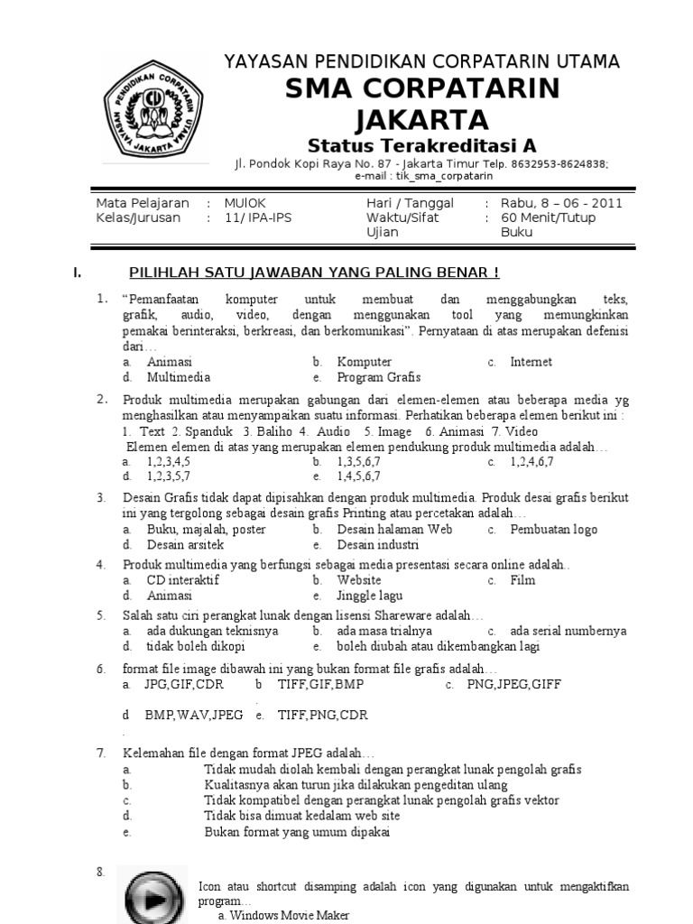 Soal Semester Ganjil 2010 2011 Kelas 11 Sma Mulok 2010 2011