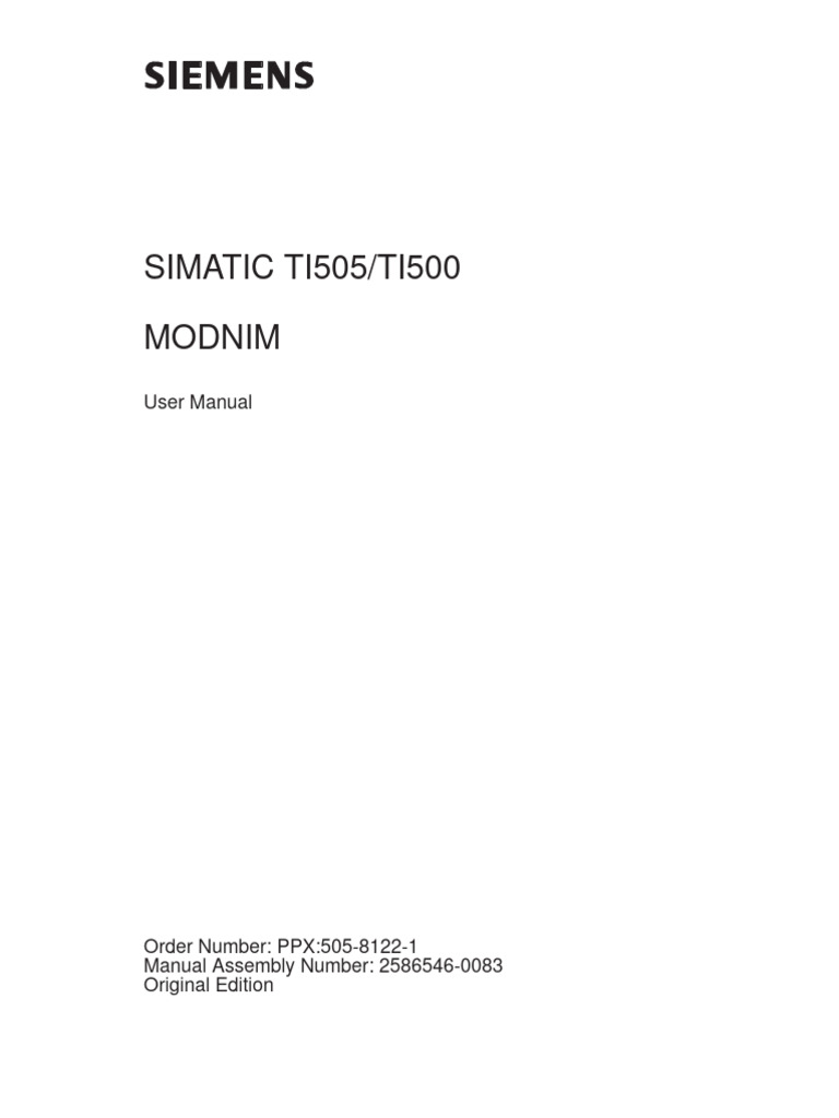 SIMATIC TI505/TI500 Modnim: User Manual | PDF | Business | Technology ...