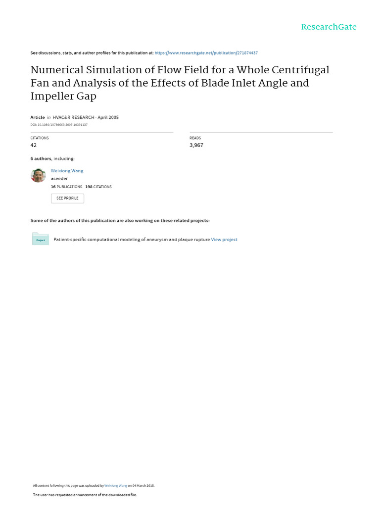 CFD Analysis of Centrifugal Fan Performance | PDF | Computational Fluid ...