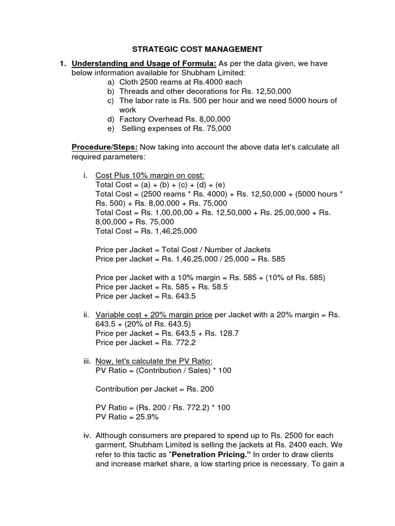 Strategic Cost Management Analysis | PDF | Cost Of Goods Sold | Economies