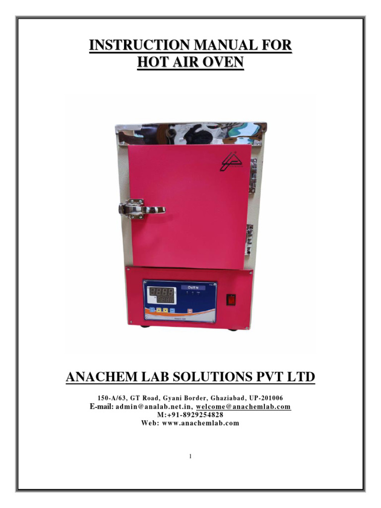 HOT AIR Oven Manual Anachem Lab PDF Oven Stainless Steel