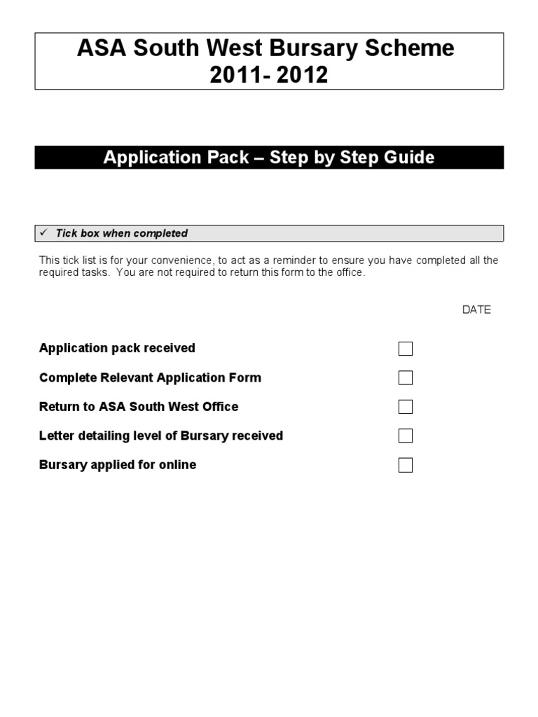 ASA South West Bursary Application Guide | PDF | Government | Business