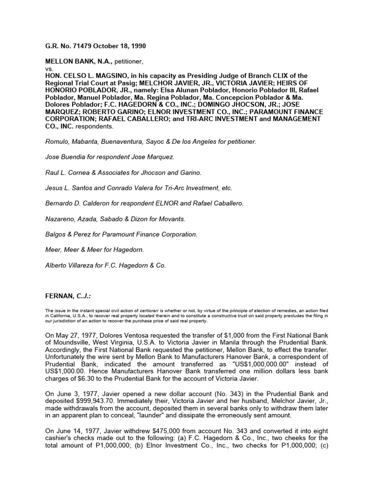MELLON vs. MAGSINO PDF Lawsuit Legal Remedy