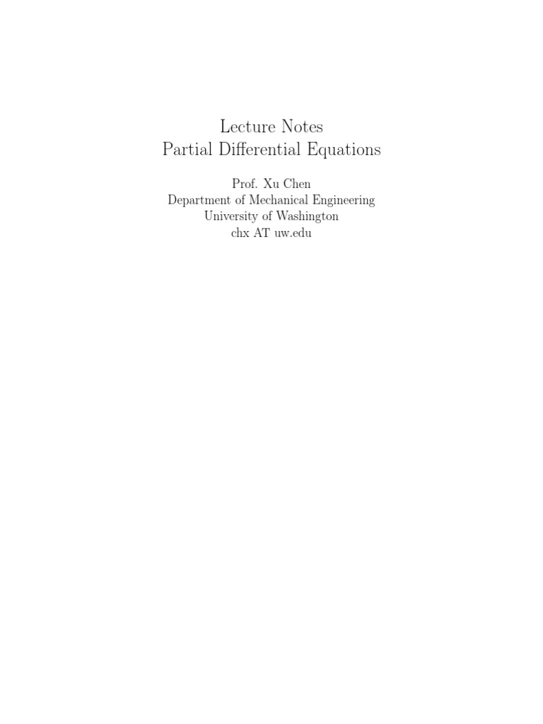 Lecture Notes on PDEs | PDF | Partial Differential Equation ...