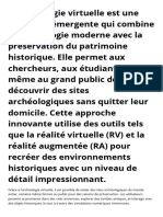 L'archéologie Virtuelle Est Une Discipline Émergente Qui Combine La Technologie Moderne Avec La Préservation Du Patrimoine Historique. Elle Permet Aux Chercheurs, Aux Étudiants Et Même Au Grand Pu