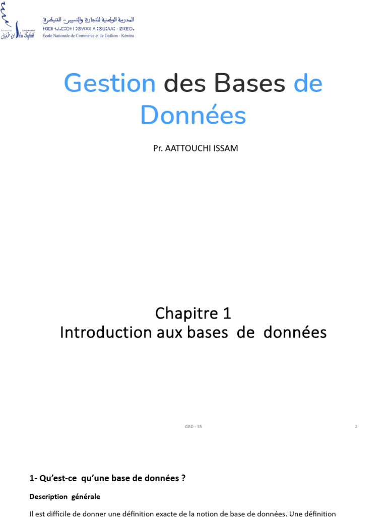 Introduction aux Bases de Données | PDF | Bases de données | Base de ...