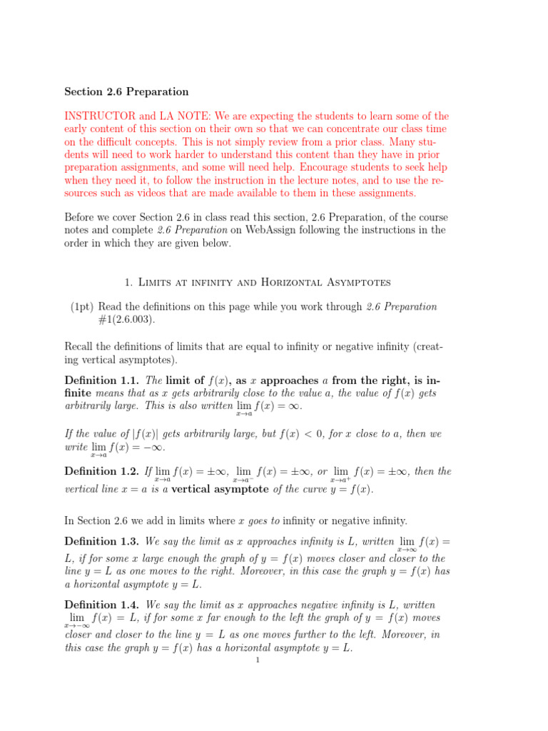 Limits at Infinity and Asymptotes Guide | PDF | Asymptote | Infinity