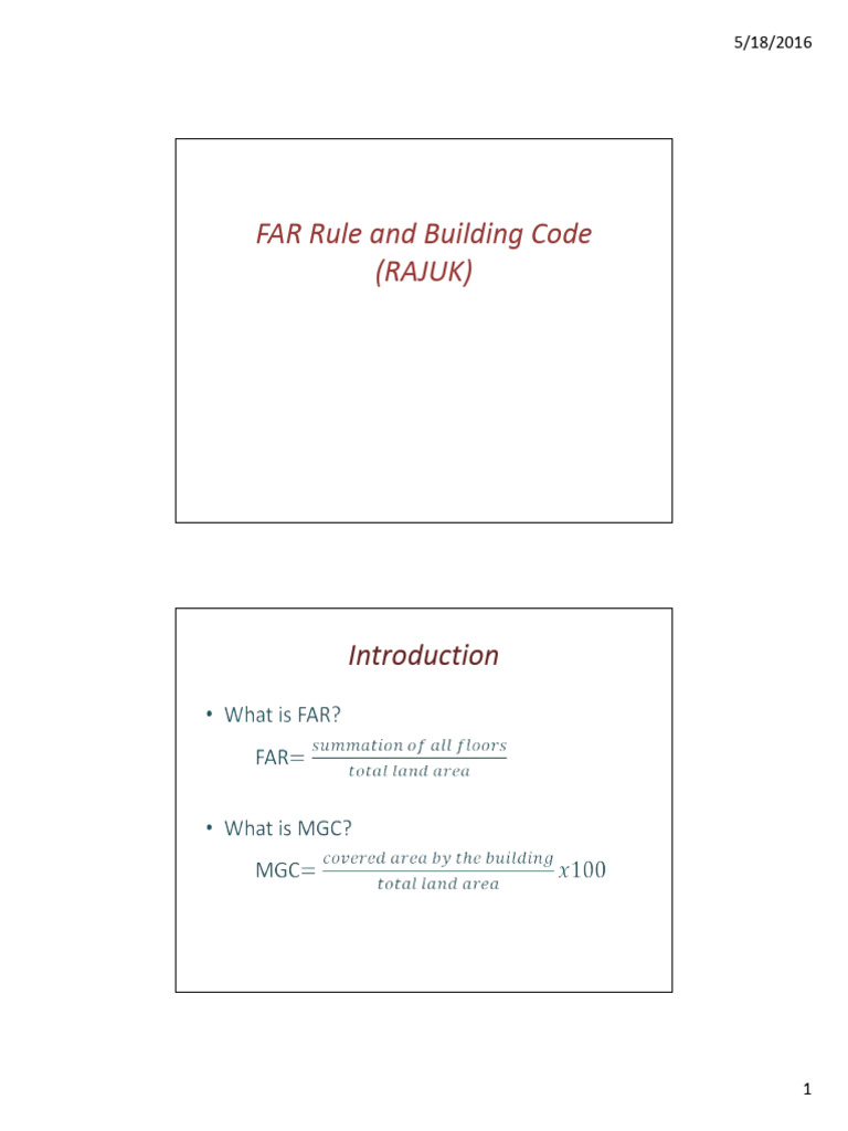 FAR Rule and Building Code RAJUK | PDF