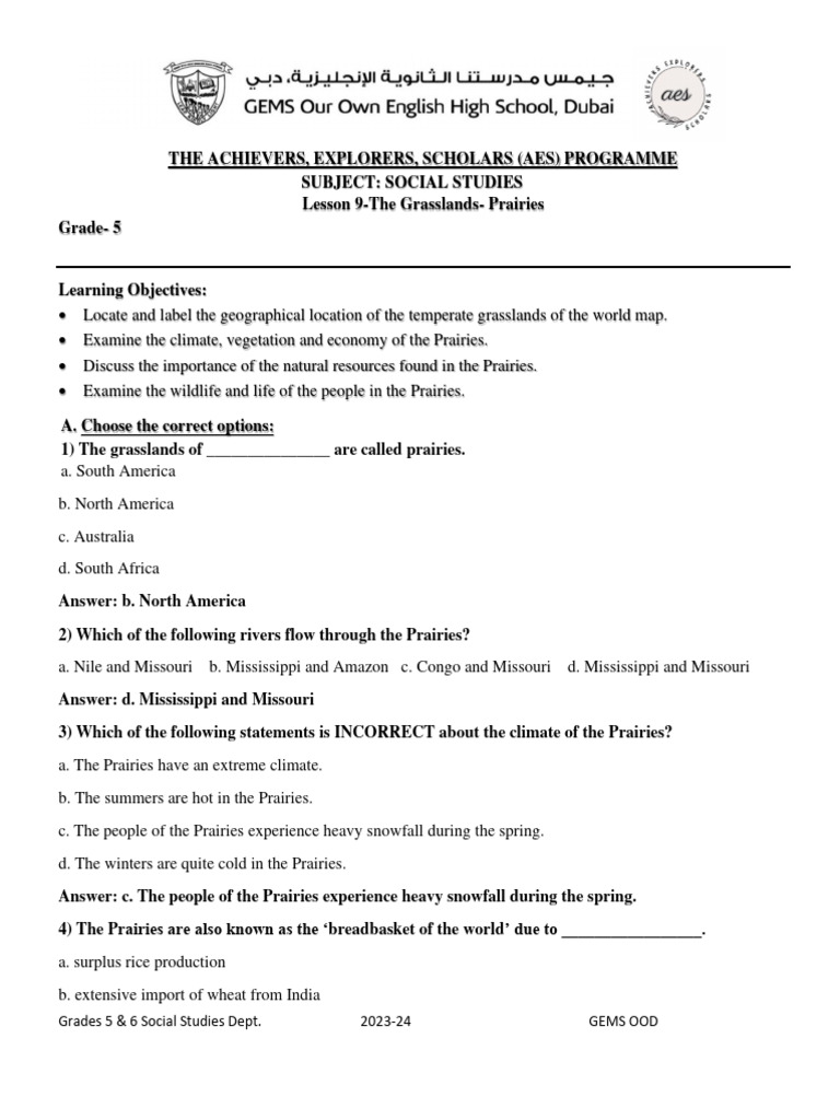 Understanding the Prairies for Grade 5 | PDF | Agriculture | Canadian ...