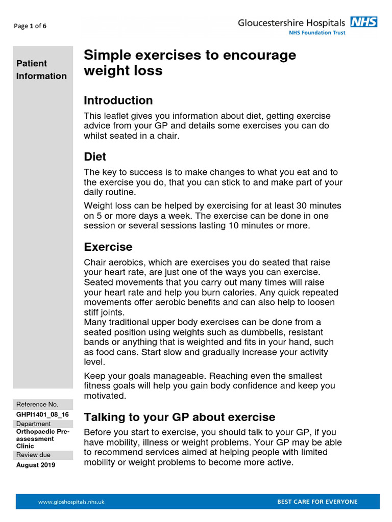 Chair Exercises for Weight Loss Guide | PDF | Abdomen | Dieting