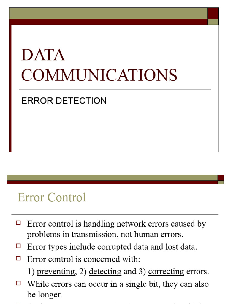 DATA COMMUNICATIONS-error Detection | PDF | Error Detection And ...