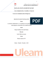 Gestion Aministrativa y Su Inicidencia en La Productividad de Las Microempresas Comerciales de La Ciudad de Manta