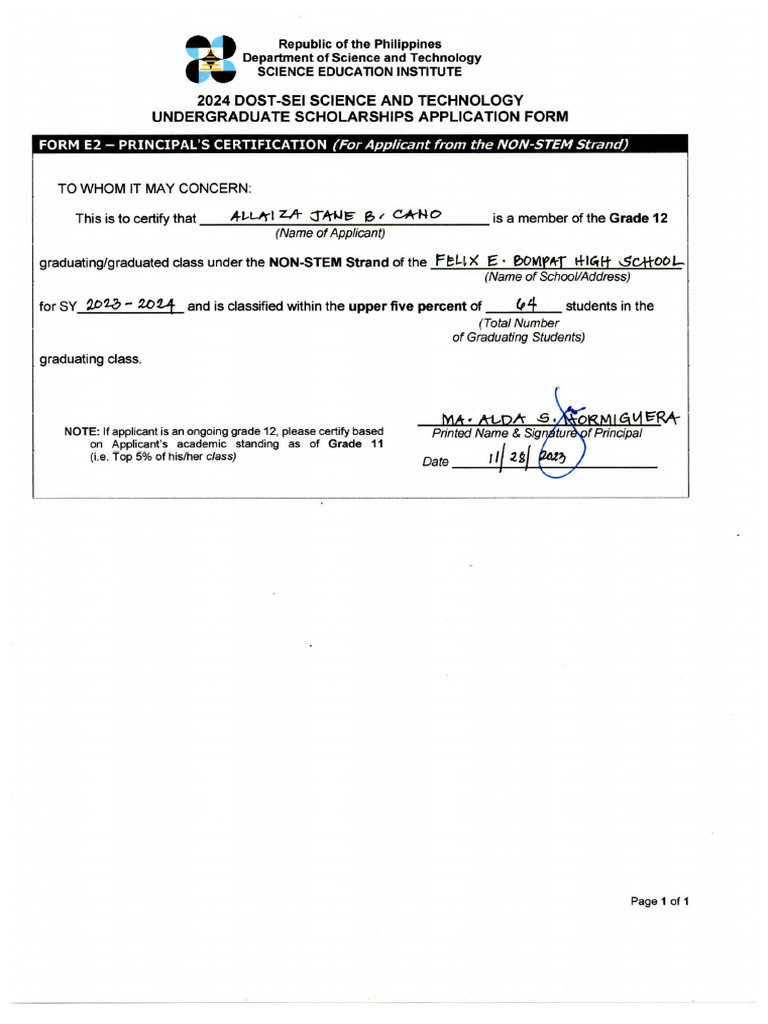 Cano Form E2 | PDF