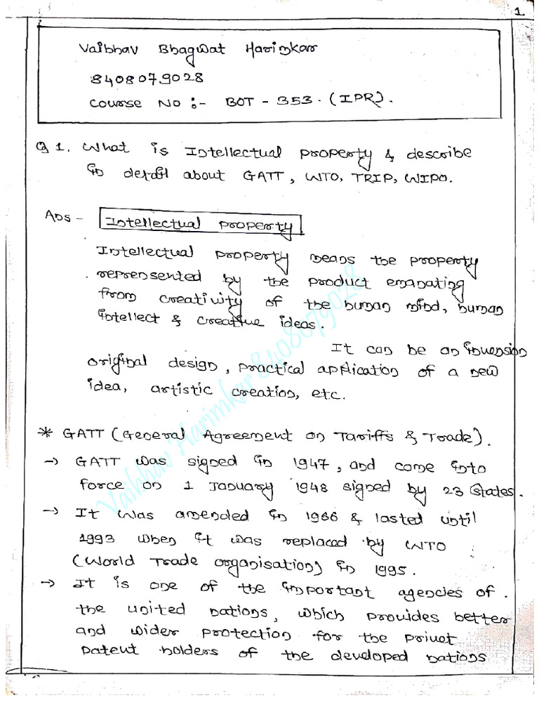 BOT-353-HANDWRITTEN-NOTE | PDF