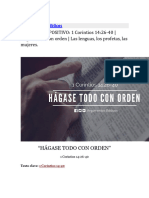 BOSQUEJO EXPOSITIVO 1 Corintios 14 26 40 Hágase Todo Con Orden Las Lenguas, Los Profetas, Las Mujeres