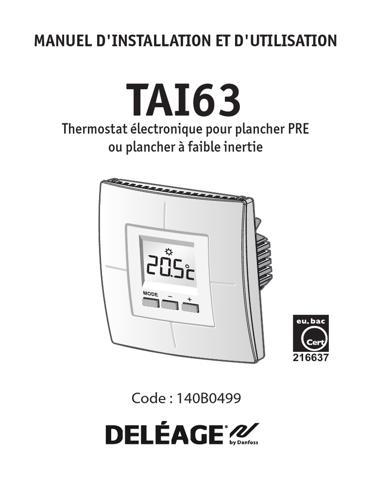 Thermostat Tai 63 Notice Danfoss Domomat | PDF