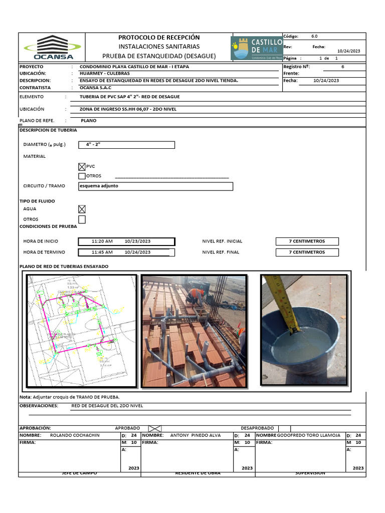 Prueba de Estanqueidad Desagüe | PDF | Tecnología
