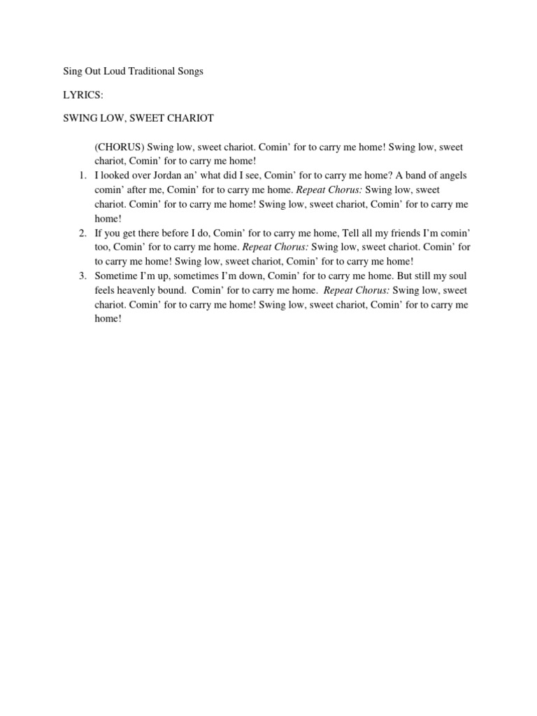 8 Swing Low Lyrics PDF