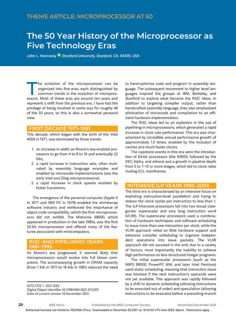 50 Years of Microprocessor Evolution | PDF | Multi Core Processor ...