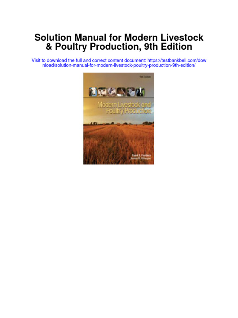 Solution Manual For Modern Livestock Poultry Production 9th Edition