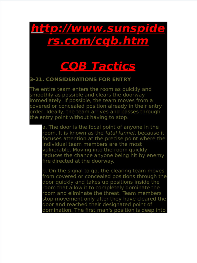CQB Tactics and Room Clearing Techniques | PDF | Warfare | Hazards