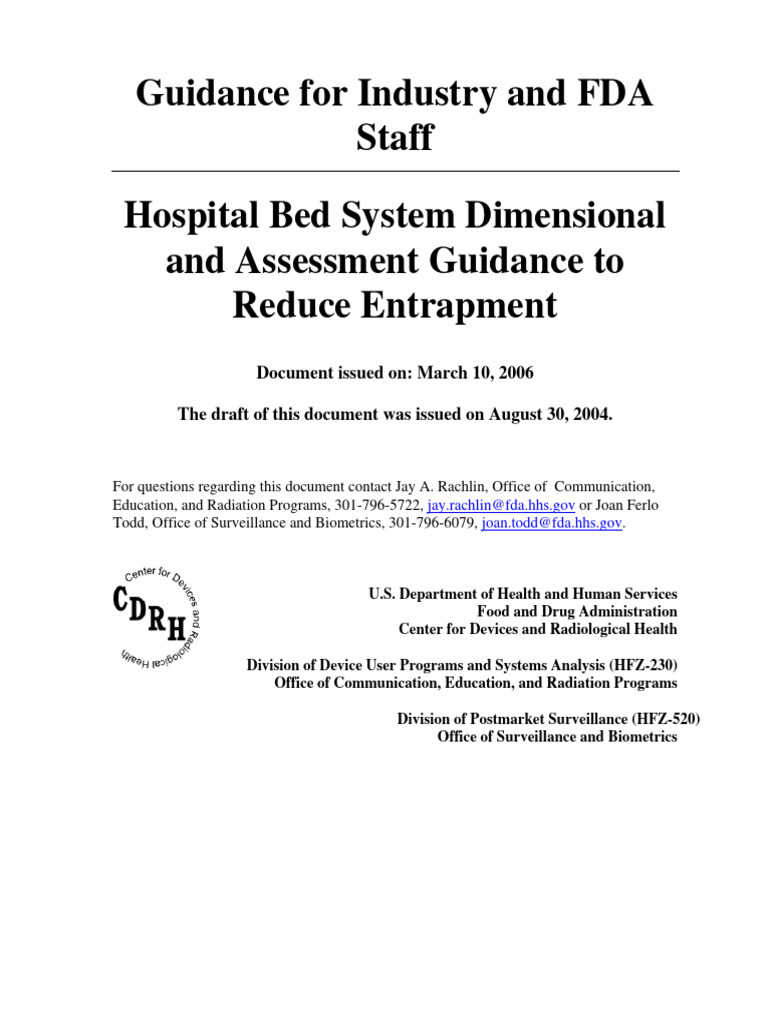 Hospital Bed System Dimensional and Assessment Guidance to Reduce