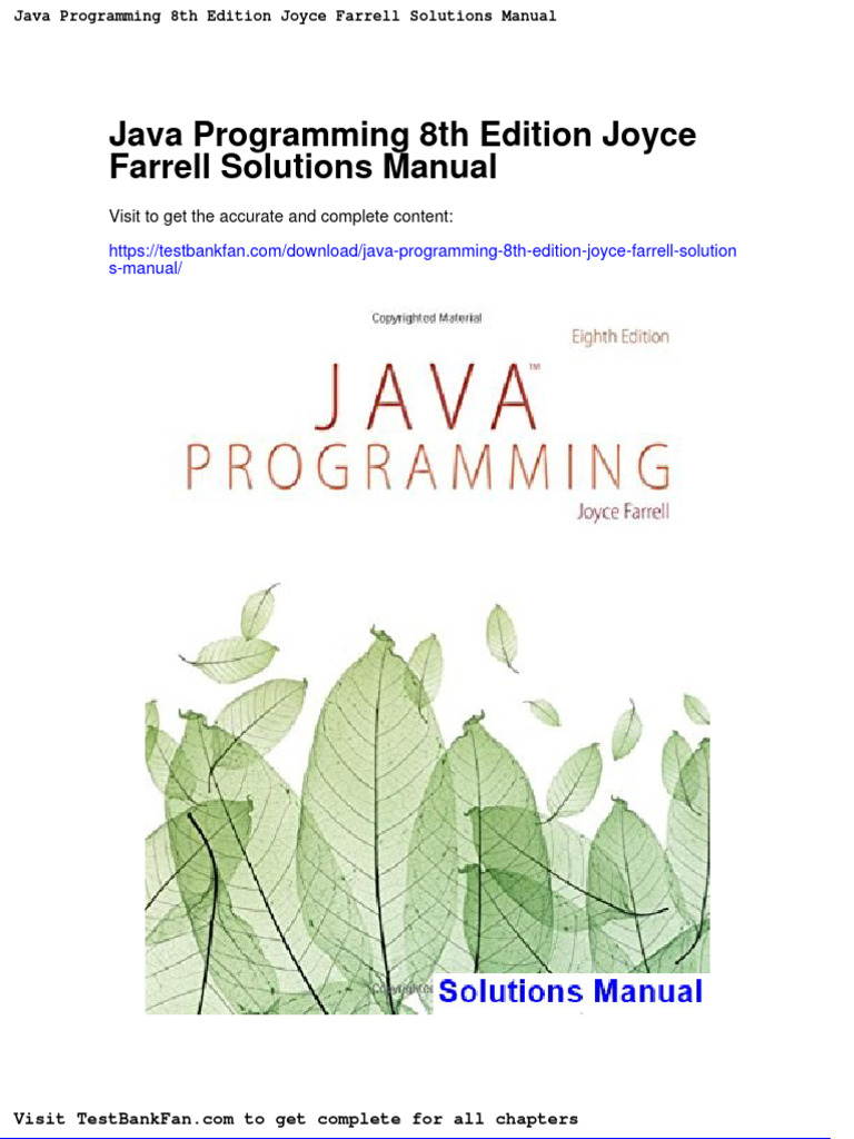 Java Programming 8th Edition Joyce Farrell Solutions Manual | PDF ...