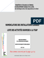 Nomenclature des ICPE