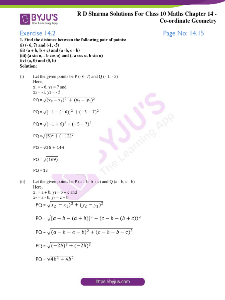 Class 10 Coordinate Geometry Solutions | PDF | Rectangle | Triangle