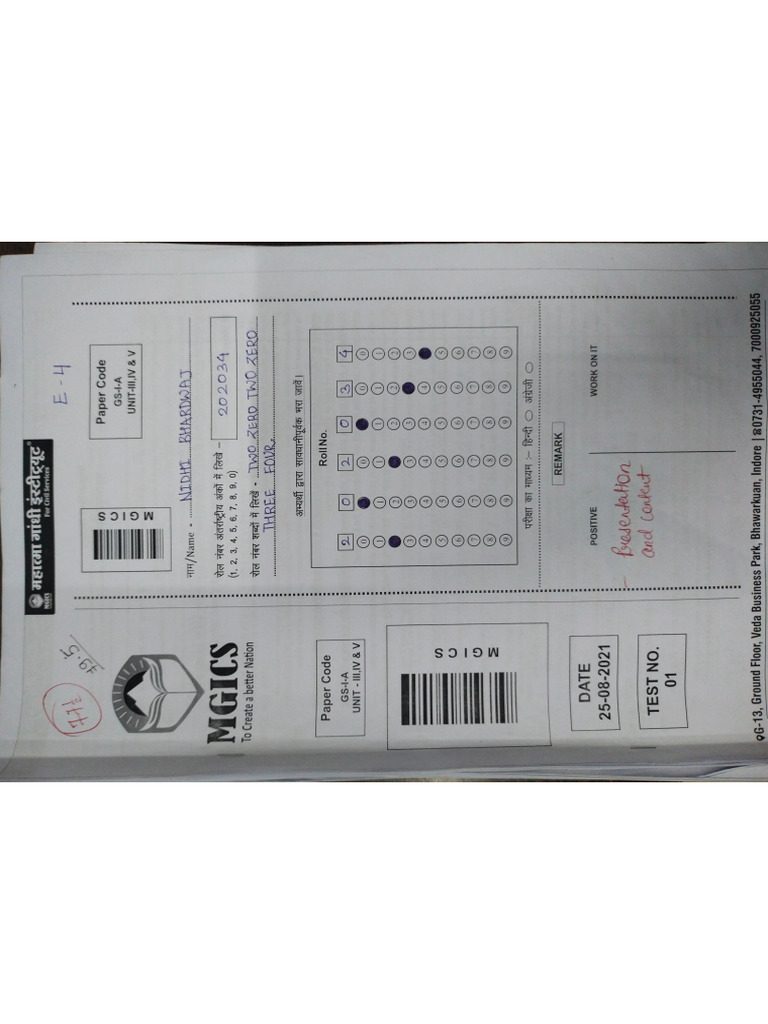 Nidhi Bhardwaj DC 2nd Rank, Paper 1 Part A | PDF