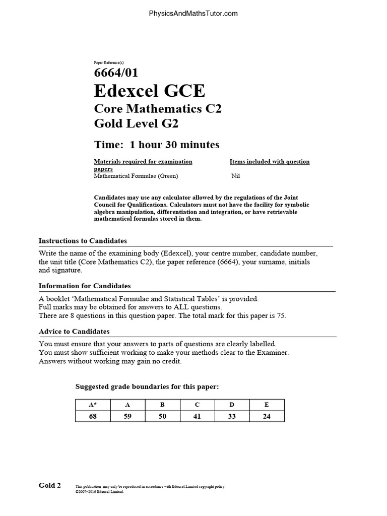 12 Gold 2 - C2 Edexcel | PDF | Area | Circle