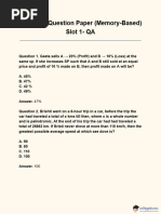 CAT 2023 Slot 1 QA Question Paper