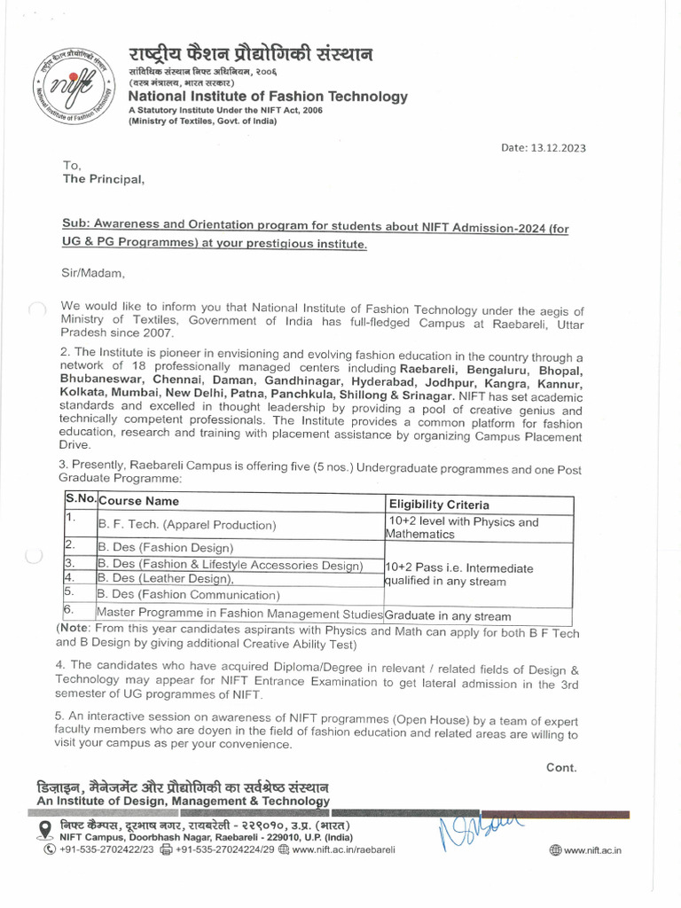 Admission Letter 2024 PDF