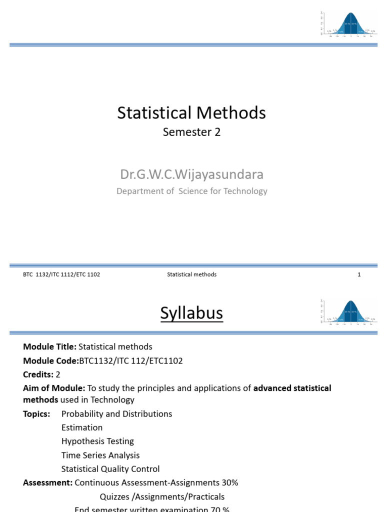 Advanced Statistical Methods Syllabus | PDF | Probability | Statistics
