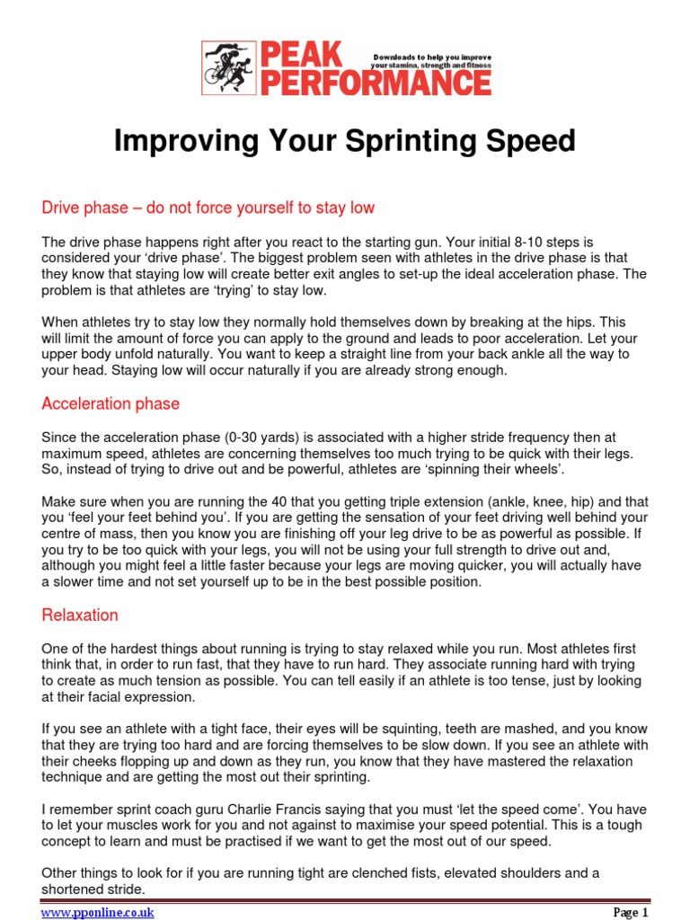 How To Improve Your Sprinting Speed PDF Arm Foot