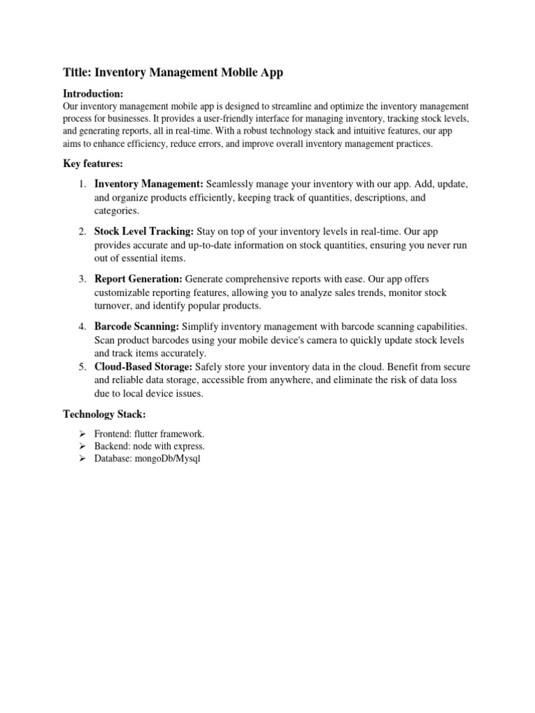 Inventory Management Mobile App | PDF