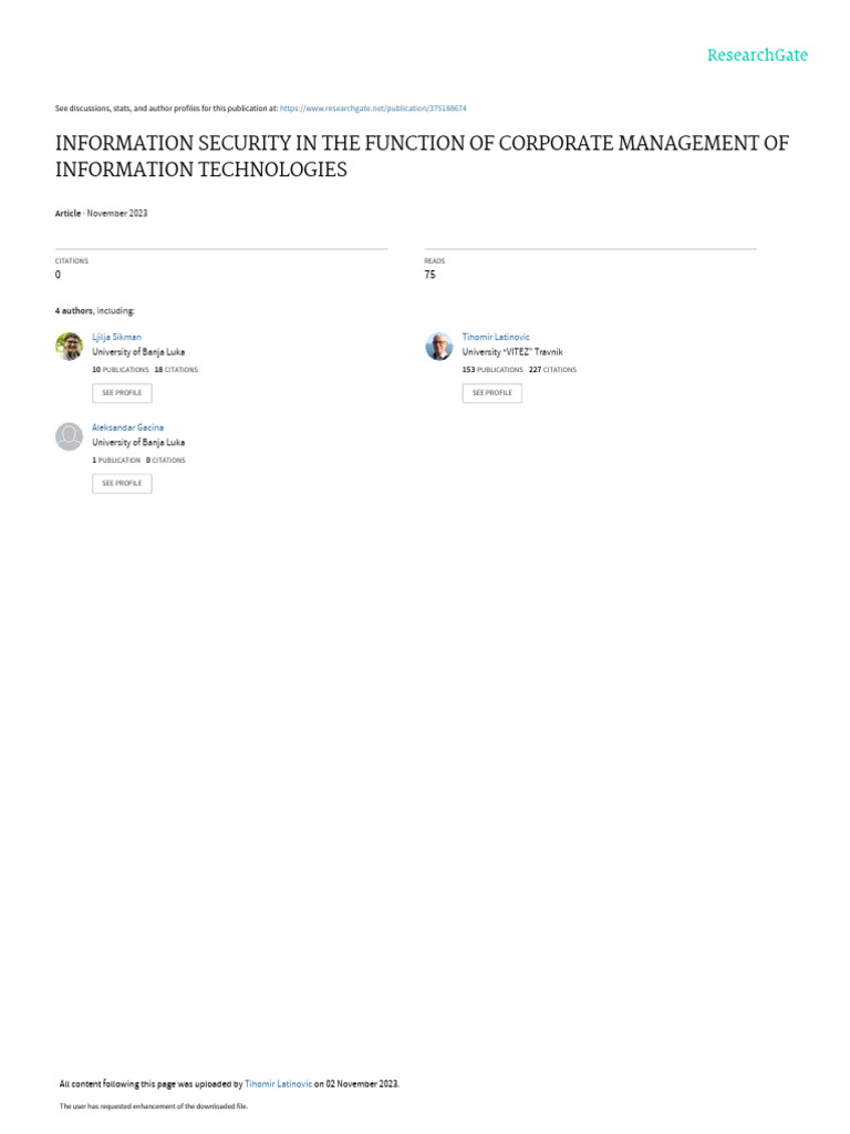 Information Security in The Function of Corporate Management of ...