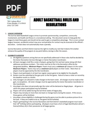 Adult Basketball Rules & Regulations