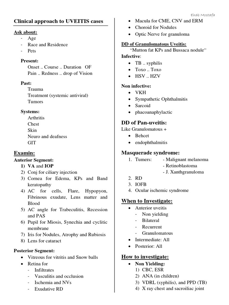 Clinical Approach To A Case of UVEITIS | PDF