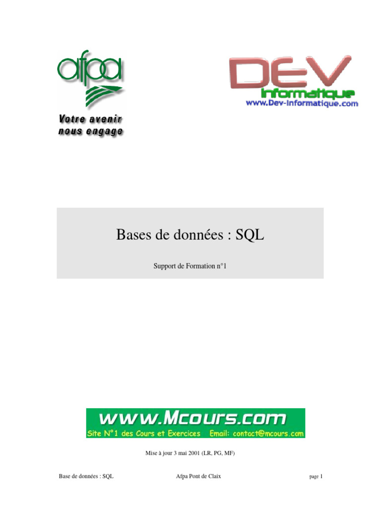 Cours - Base Des Donnees - SQL | PDF | SQL | Bases de données