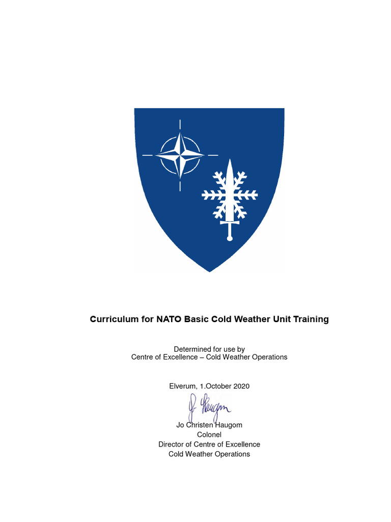 NATO Cold Weather Training Curriculum | PDF | Knowledge | Hypothermia