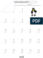 Primary Maths Worksheet (Subtracting 6 and 7)