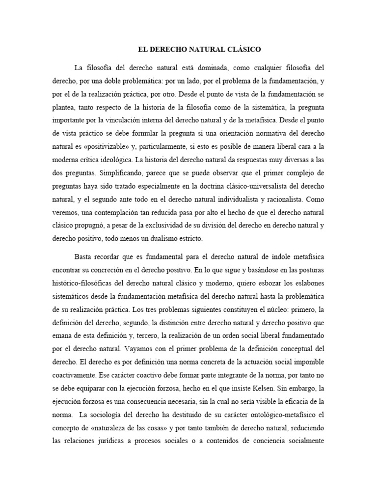 Derecho Natural Clásico: Fundamentos y Críticas | PDF | La Ley natural ...
