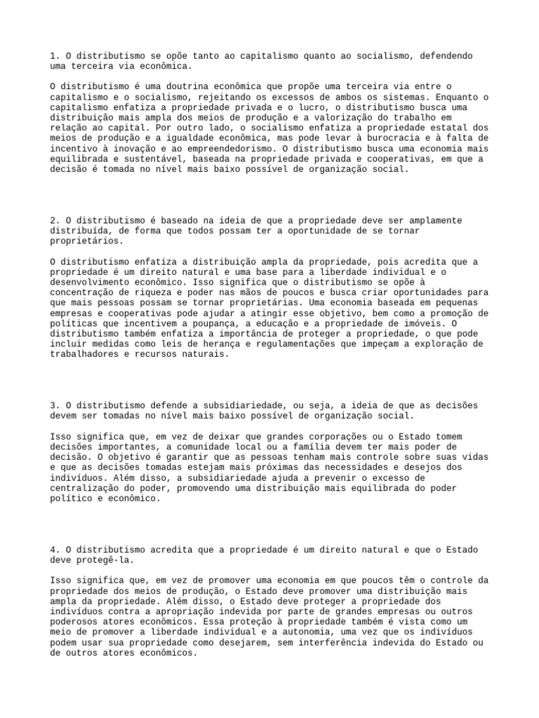 Distributismo: Uma Terceira Via Econômica | PDF