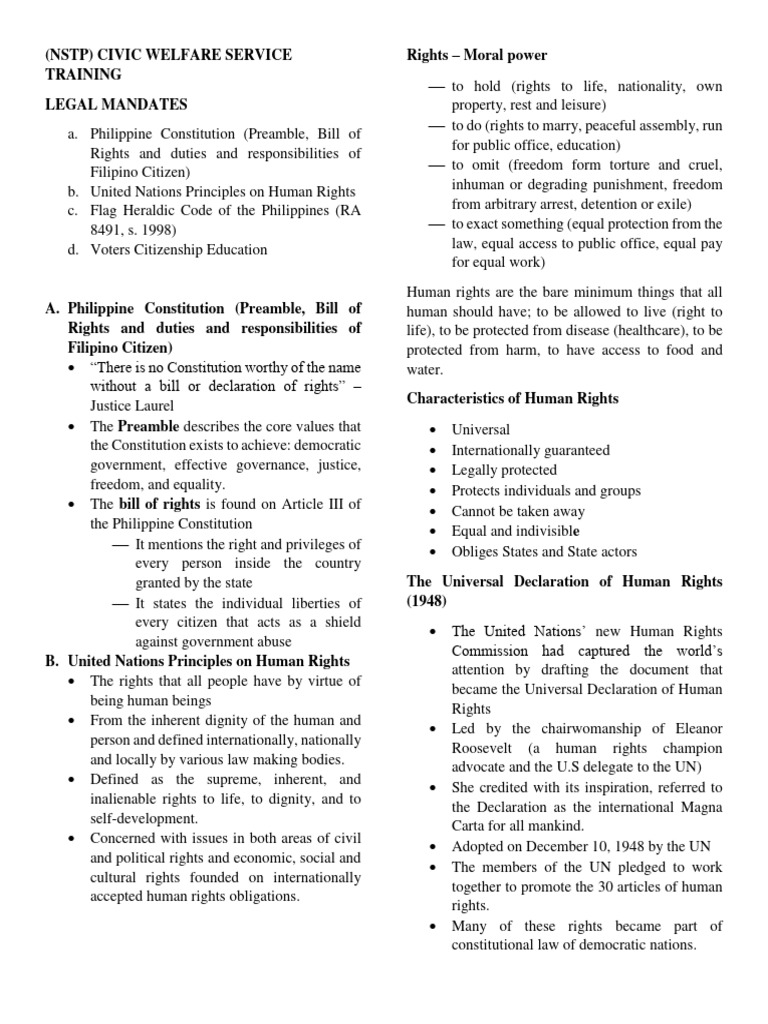 Filipino Citizens' Rights and Duties | PDF | Human Rights | Rights