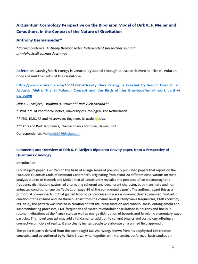 Quantum Cosmology and Bipolaron Gravity | PDF | Fundamental Interaction ...